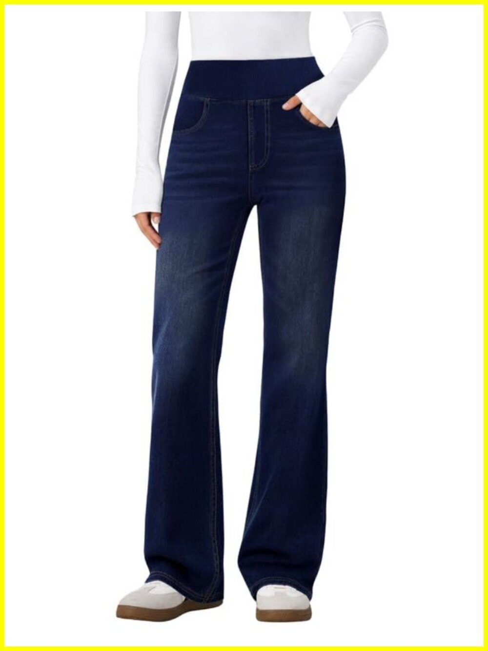 High Stretch Bootcut Flare Jeans for Women Pull On High Rise Denim Pants